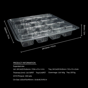 Прозрачная одноразовая пластиковая коробка из ПЭТ для салатов и тортов, пищевая, для блистерной упаковки типа «раскладушка» - Product Image 2