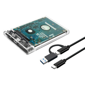 ShuoLe Transparent <b>External</b> <b>Hard</b> <b>Drive</b> Enclosure USB3.0 Type C 3.1 Dual Interface For HDD <b>SSD</b> - Product Image 2