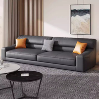 Conjunto de Sofá y Mesa de Centro para Sala de Estar u Oficina, o Conjunto de Sofá de Cuero Negro de Cuatro Plazas para Recepción Empresarial