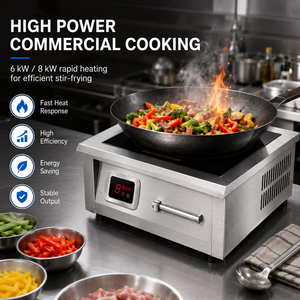 Table de cuisson à induction magnétique professionnelle 6kW 8kW en acier inoxydable pour cuisine de restaurant - Product Image 2