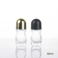 Flacons de parfum à bille transparents personnalisables de 30 ml et 50 ml avec bouchon en caoutchouc, sérigraphie, logo personnalisé, bouchon à vis en plastique, MOQ