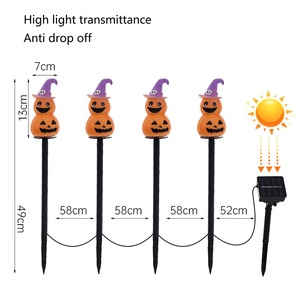 Solar Halloween Garden Outdoor Waterproof <b>Ground</b> <b>Stake</b> Lights Pumpkin Ghost LED Yard Decoration Outdoor Party 4 String Light Set - Product Image 3