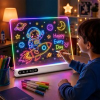 Tableau lumineux réinscriptible pour enfants avec 7 stylos colorés – Lampe à messages en acrylique lumineuse