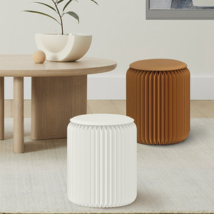 Tabouret pliant en papier artisanal à cylindre en nid d'abeille Origami - Product Image 4