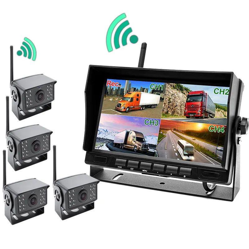 GreenYi 9" car reversing aid AHD Wireless Truck DVR Monitor Night Vision Reverse Backup Recorder Wifi Camera For Bus Car display