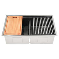 Station de travail de cuisine multifonctionnelle OEM de 32 pouces station de travail nano en acier inoxydable noir sous l'évier
