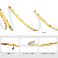 Bande LED COB en gros 400 LED/m sans points 6000K CRI 90 haute luminosité, ruban PVC flexible découpable, dimmable pour miroir de maquillage et coiffeuse