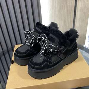 Botas de Nieve de Invierno Cómodas Unisex con Parte Superior de Tela, Forro de Piel, Plataforma, Amortiguación, Tendencia de Moda para Celebridades - Product Image 1