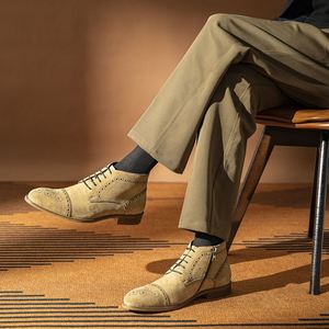 New Men's Ankle Waterproof Leather <b>Boots</b> with Laces Warm Winter & Autumn <b>Boots</b> Comfortable and Fashionable Casual Shoes - Product Image 4