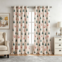 Cortinas Opacas de Poliéster con Estampado Navideño, Aislantes Térmicas, para Habitaciones Infantiles y Dormitorios