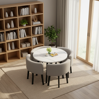 Table basse carrée en bois minimaliste moderne avec 4 chaises, mobilier de luxe léger pour petits appartements, usage hôtelier et fermier