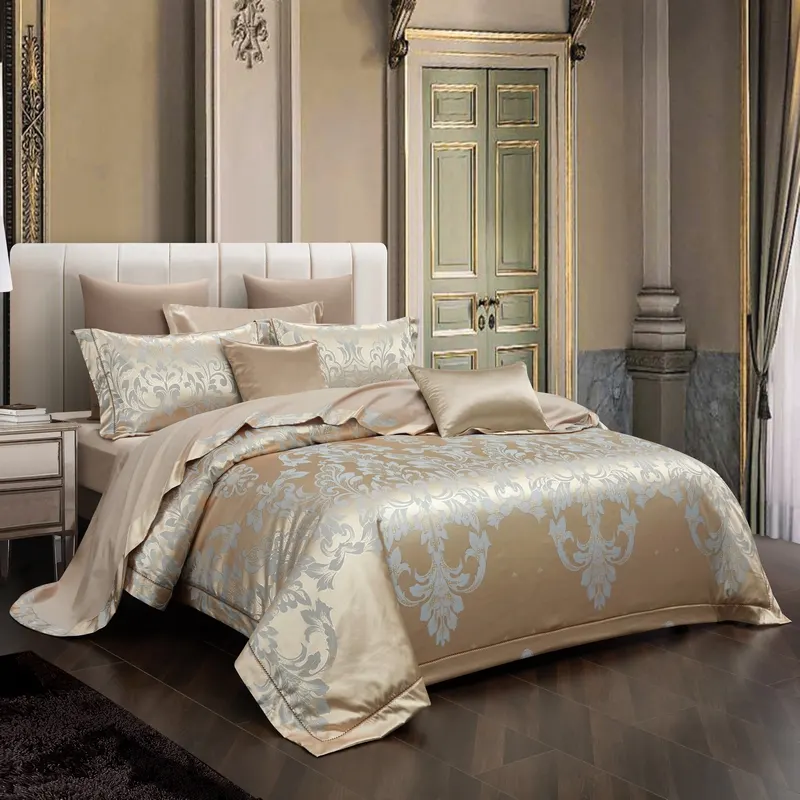 Parure de lit en Satin européen, 4 pièces, couvre-lit Jacquard 2022 coton, nouveauté 100%