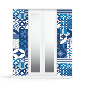 Armoire en acier imprimé avec 4 portes coulissantes et miroir 1600 mm – Meilleure vente en Indonésie, aux Philippines et en Inde - Product Image 2