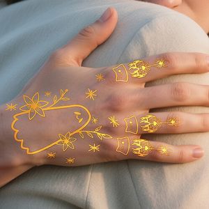 สติกเกอร์ลาย<span class=keywords><strong>สัก</strong></span>ชั่วคราวลายทองคำเปลว <span class=keywords><strong>ลาย</strong></span>กอธิค กะโหลก <span class=keywords><strong>ค้างคาว</strong></span> แมงมุม พระจันทร์ มันดาลา กันน้ำ สำหรับผู้หญิง เหมาะสำหรับงานเทศกาล - Product Image 6