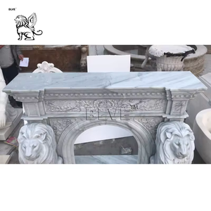 BLVE décoration de maison de luxe grand manteau de cheminée en pierre de style européen cheminée Lions en marbre blanc - Product Image 6