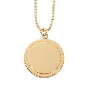Hot Sale 18k Stainless Steel Rose Gold Plated Round Custom Engraved Charm Pendant Blank Engraving Necklace for Female - Product Image 1