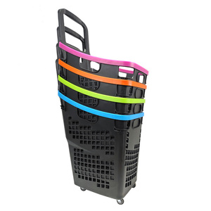 Cesta de Compras con Ruedas, Cesta de Plástico de Buena Calidad, Cesta de Supermercado con Respaldo Alto - Product Image 5