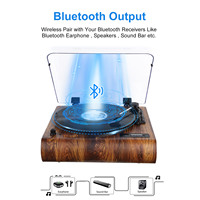 Plateau tournant à 3 vitesses avec haut-parleurs intégrés, lecteur vinyle LP rétro avec entrée et sortie BT, Radio FM, USB et carte SD, enregistrement, Aux