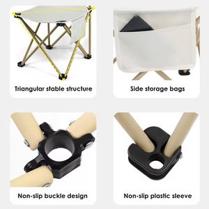 Chaise de pêche pliante portable pour loisirs en plein air avec dossier et porte-gobelet, siège de camping léger en tissu Oxford pour voyage et pique-nique - Product Image 6