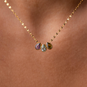Collar de Acero Inoxidable con Múltiples Piedras de Nacimiento en Forma de Lágrima, Collar Personalizado con Colgante de Pera, Regalo para el Primer Día de la Madre - Product Image 4