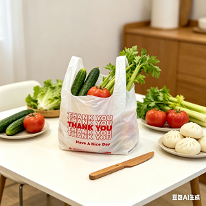 Non Toxic Hygienic Durable PE Material T-Shirt Bags Hand Length Handle Safe Food Contact for Catering Fast Food Takeout Kitchen - Product Image 1