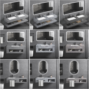 Mueble de pared de baño de doble lavabo de lujo moderno con encimeras de mármol solución de almacenamiento de baño impermeable de nuevo diseño - Product Image 6