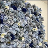 Panel Bunga Mawar Sutra Biru Terang & Gelap 120x240cm 3D Buatan untuk Dekorasi Jendela Mal & Pernikahan