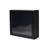 Caja de Regalo Cosmética de Lujo Personalizada, Negra, con Ventana Transparente, Plegable, de Papel