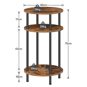 Groothandel Industriële Stijl Rustieke Ronde Zijtafel Rond Accent Bed Bijzettafel Met Plank Rond Nachtkastje Voor Slaapkamer