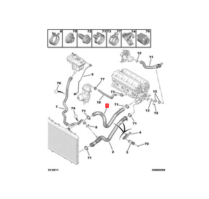 Junta de tubería de entrada de agua del radiador 1343JZ 1343.<span class=keywords><strong>JZ</strong></span> para Peugeot 508 Citroen C5 - Product Image 5