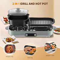 Grill électrique vertical sans fumée 2-en-1 grande capacité 5L avec revêtement antiadhésif et fonction Hot Pot
