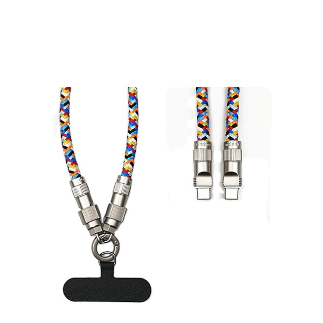 For Mobile Phone Braided Anti-lost Lanyard Charging Cable Nylon Pure Copper Conductor 3A Fast Charging for 15 PD60W