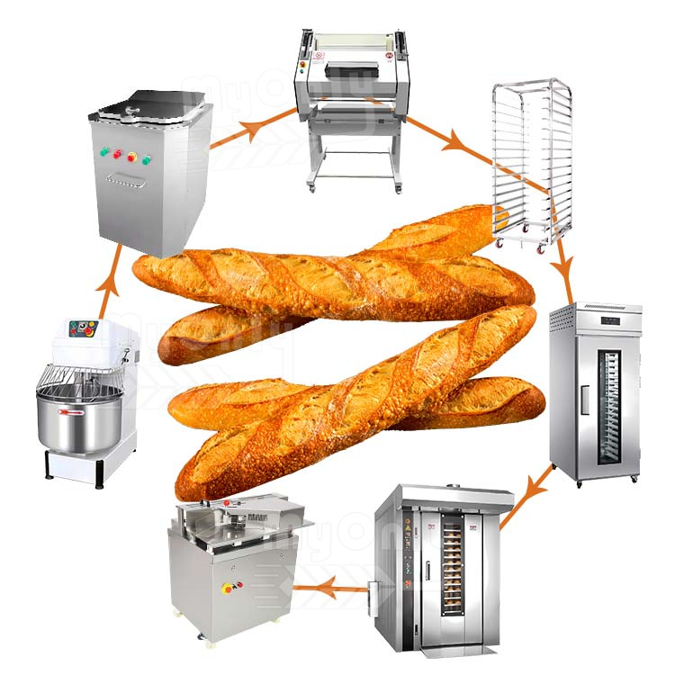 Linha de produção industrial de pão para padaria, máquina pequena e completa, totalmente automática por atacado