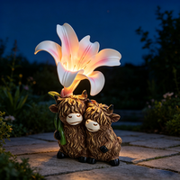 Ornement animalier mignon en résine pour la Saint-Valentin avec lumière solaire - Peint à la main, imperméable, décoration de maison, cadeau