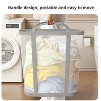 Panier à linge mural pliable grande capacité en PVC et nylon, design moderne et minimaliste, pour la maison, rangement de vêtements et jouets, salle de bain 10