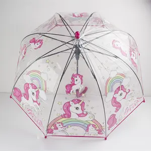 Детский мультяшный пластиковый зонт-Аполлон KLH427, прозрачные зонты из ПВХ с единорогом, зонты с принтом животных, прозрачный прямой подарок