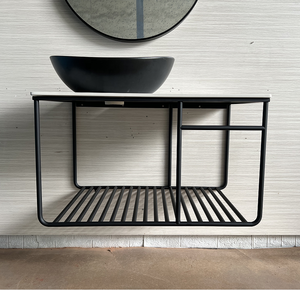 Waschtisch mit Unterschrank Industriedesign lavabo avec armoire de base bol de lavage design industriel comptoir <span class=keywords><strong>en</strong></span> <span class=keywords><strong>teck</strong></span> support <span class=keywords><strong>en</strong></span> acier - Product Image 2