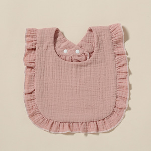 Baberos de babero de <span class=keywords><strong>4</strong></span> capas para recién nacidos, Baberos de muselina de algodón orgánico, Baberos con volantes para bebés - Product Image 5