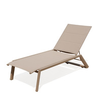 Chaise longue d'extérieur réglable avec roulettes, chaise longue de piscine en aluminium, chaise inclinable de patio ou de plage avec option table latérale