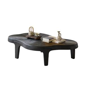 Wabi Sabi Style Irregular Tree Ring Coffee <b>Table</b> Black Solid Wood <b>Small</b> Living Room Designer <b>Side</b> <b>Table</b> - Product Image 5