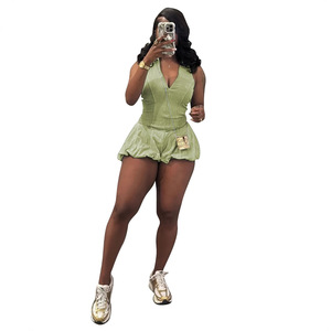 Nuovi arrivi estivi da <span class=keywords><strong>donna</strong></span> senza maniche con colletto Turndown tuta uno pezzo con cerniera anteriore tuta Casual da <span class=keywords><strong>donna</strong></span> - Product Image 5