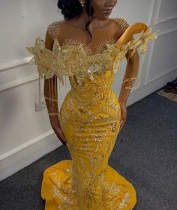 定制华丽尼日利亚串珠美人鱼晚礼服长款舞会礼服非洲串珠珍珠晚礼服 - Product Image 1