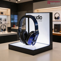 Présentoir interactif en acrylique pour écouteurs Bluetooth avec fonction d'essayage disponible pour les magasins numériques