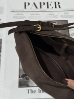 Tas Selempang Suede Model Slouchy dengan Tali Ring Berlubang, Grosir Tas Asimetris, Tas Tote untuk Kerja, Sumber Grosir