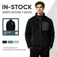 Blouson d'hiver décontracté pour homme, coupe ajustée, en polaire, couleur unie, col montant, chaud, coupe-vent, pour le travail, le camping, la randonnée, le quotidien