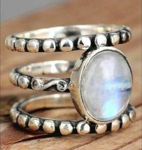 925 Solid Sterling Silver Handmade <b>Ring</b> Stylish Rainbow <b>Moonstone</b> Natural Gemstone Rhodium Plated for Weddings and Parties - Product Image 1