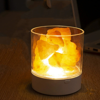Lampe à sel décorative Veilleuse à chargement LED Lampe à sel en pierre naturelle Lampe à sel en cristal de l'Himalaya pour la maison et les cadeaux