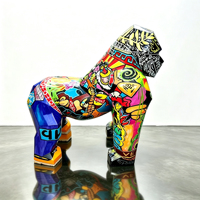 Sculpture de gorille géométrique personnalisée, statue d'art créatif graffiti, grande statue d'animal en fibre de verre et résine, décoration d'intérieur, cadeau réaliste
