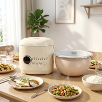 Cuiseur à riz électrique intelligent numérique portable Trancre 5L avec cuve antiadhésive, design carré, tasse graduée et spatule