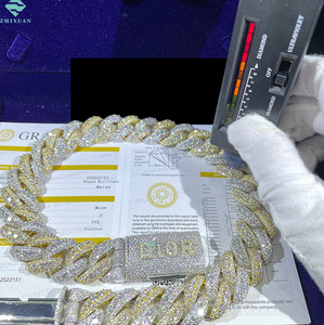 Colar Masculino de Joias Finas Corrente Cubana de Moissanite VVS Personalizada de 20mm em Prata 925 de Dois Tons - Product Image 2